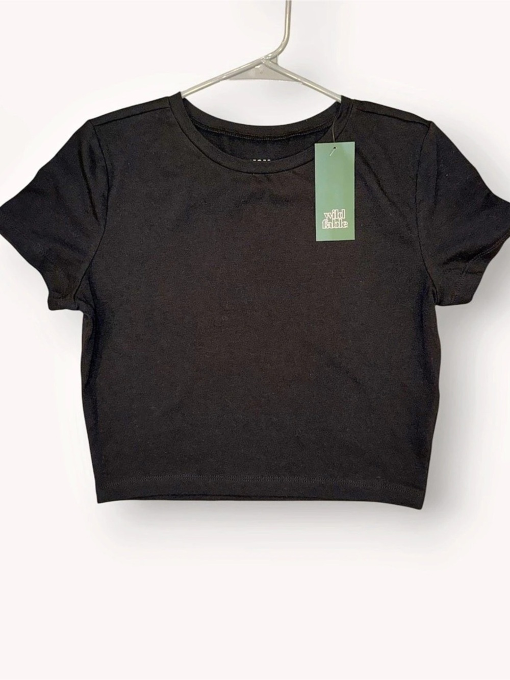 Wild Fable Short Sleeve Crewneck Crop T-Shirt Black Medium